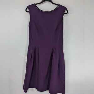 VINCE CAMUTO Rhinestone Embellished Neckline Sleeveless A-line Fit Flare Dress